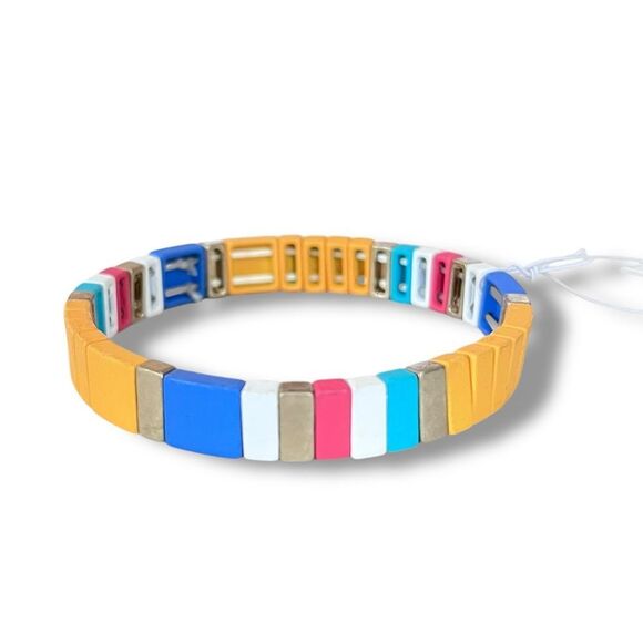 Multicolor Tila Bead Stretch Bracelet - Picture 3 of 4